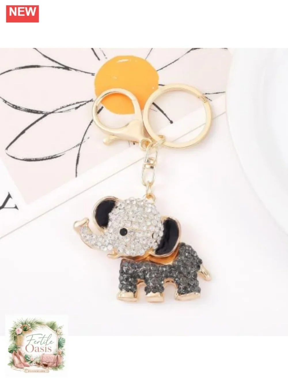 Crystal Rhinestone Elephant Keychain Bag Purse Charm for Women